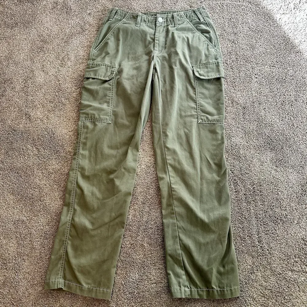 True Religion Green Cargo Pants Mens 30x32 Corpcore Grunge Punk Y2K Style Baggy